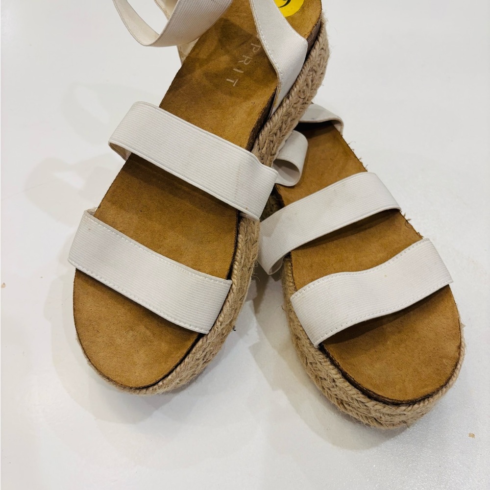 Esprit Women's Cream Espadrille Sandals with elastic ankle straps size 9 - Picture 4 of 10